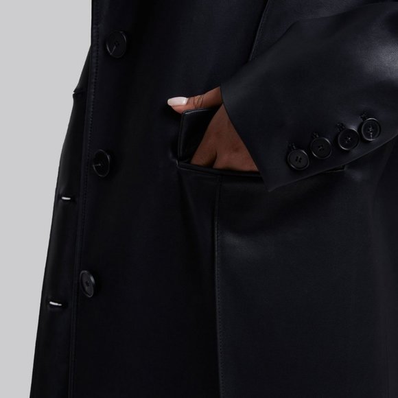 NWT | Dept. Anonym Faux Leather Coat with Pinched Pleats - Picture 5 of 9